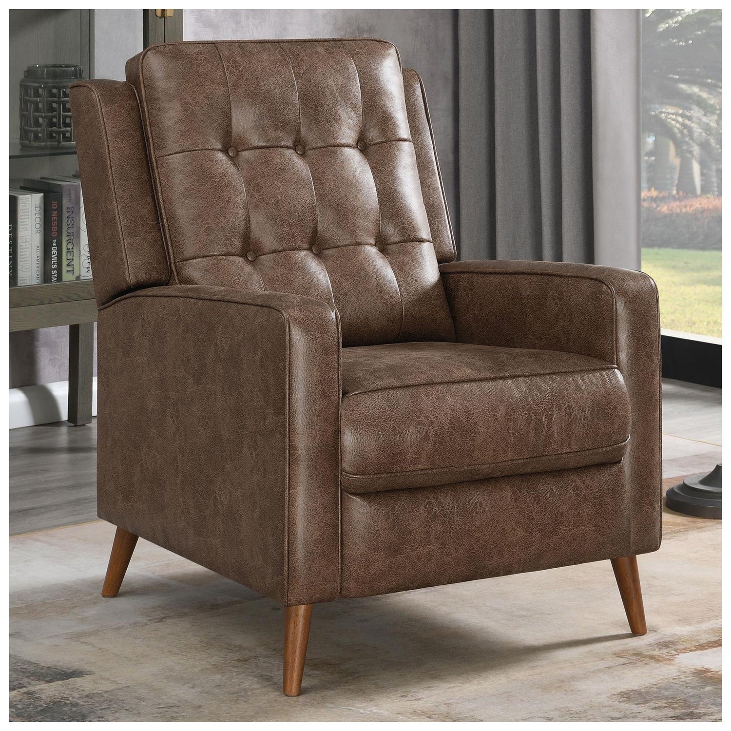 Davidson Upholstered Tufted Push Back Recliner Brown 609566