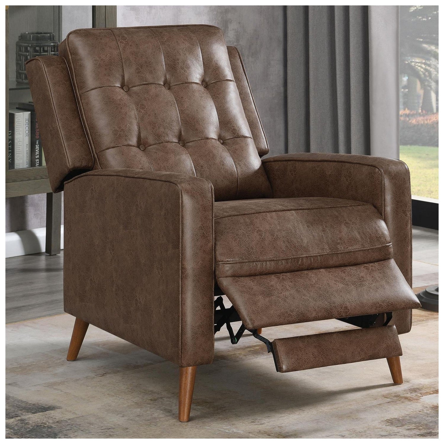 Davidson Upholstered Tufted Push Back Recliner Brown 609566