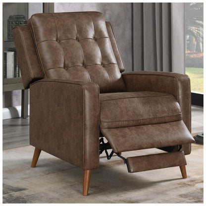 Davidson Upholstered Tufted Push Back Recliner Brown 609566