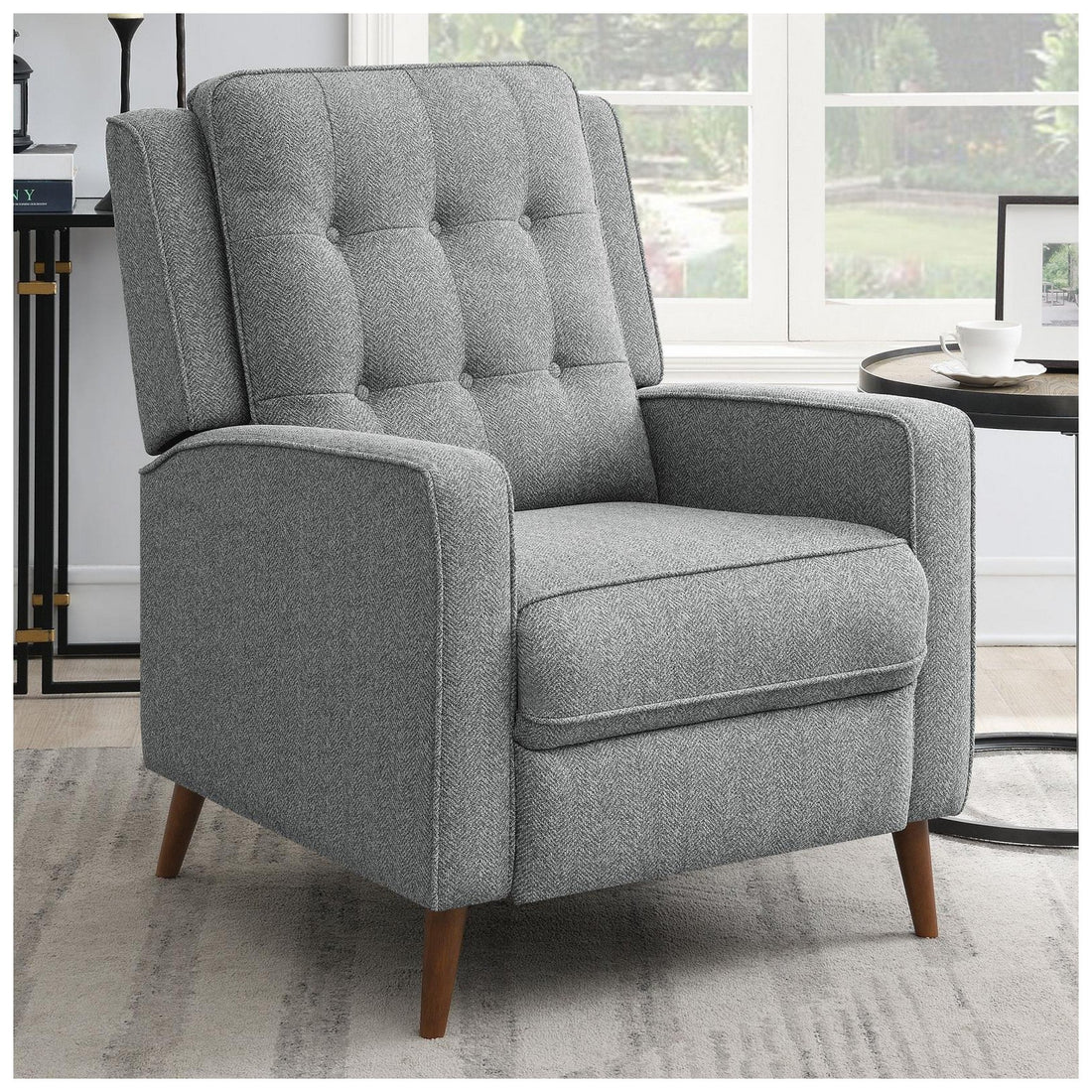 Davidson Upholstered Tufted Push Back Recliner Grey 609567