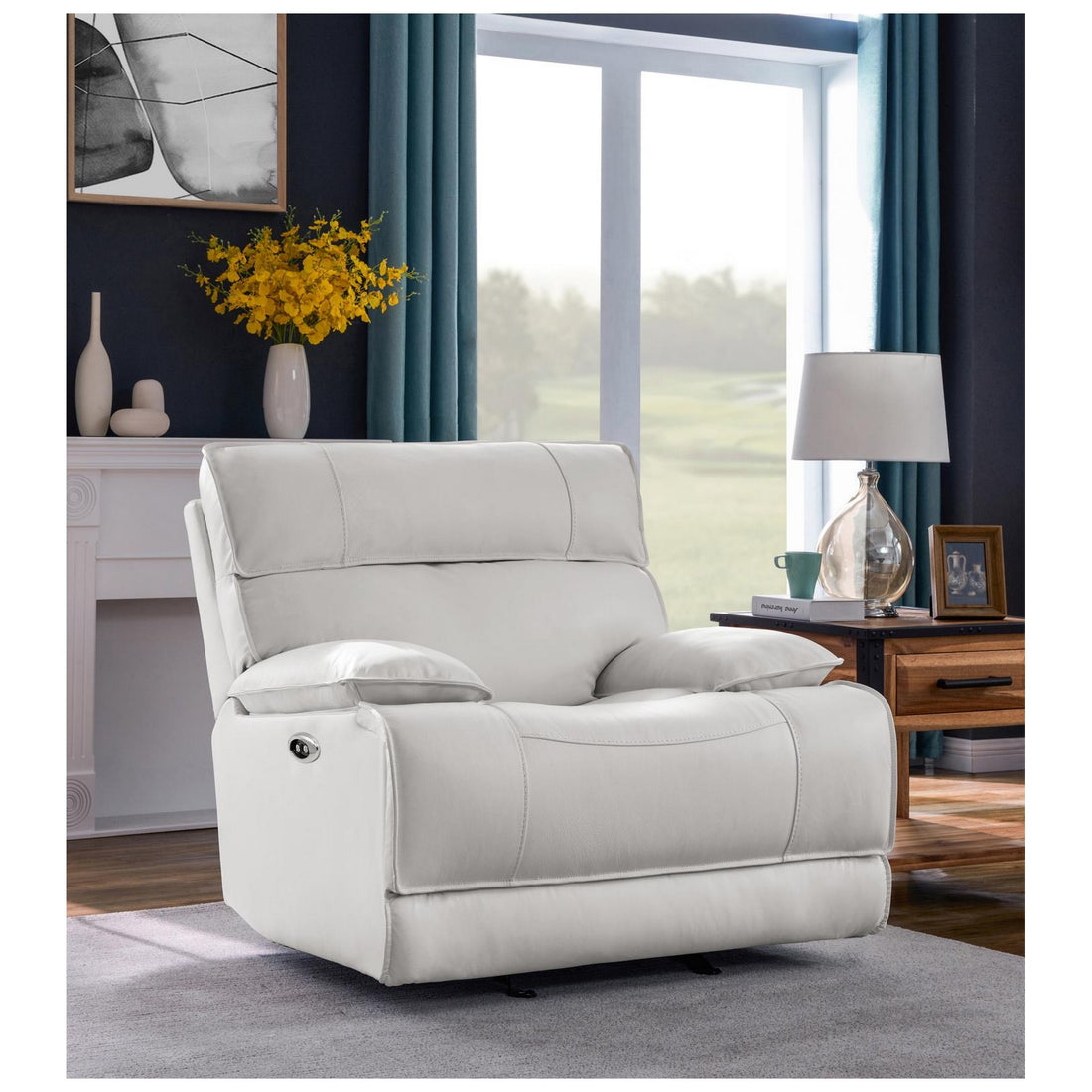 Coaster Stanford Upholstered Pillow Top Arm Power Glider Recliner White