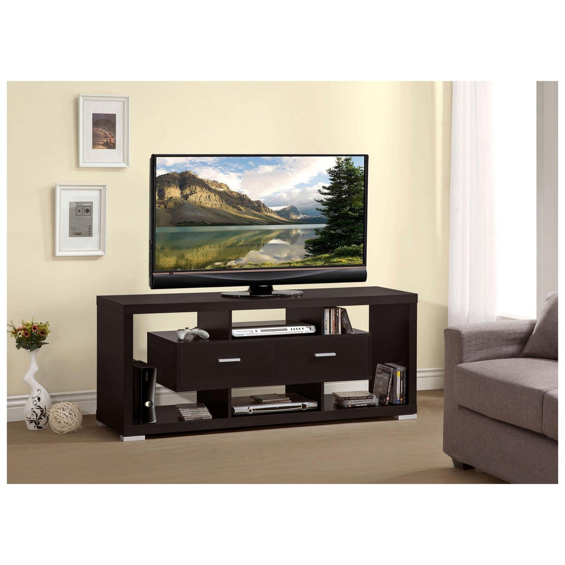 Darien 2-drawer Rectangular TV Console Cappuccino 700112