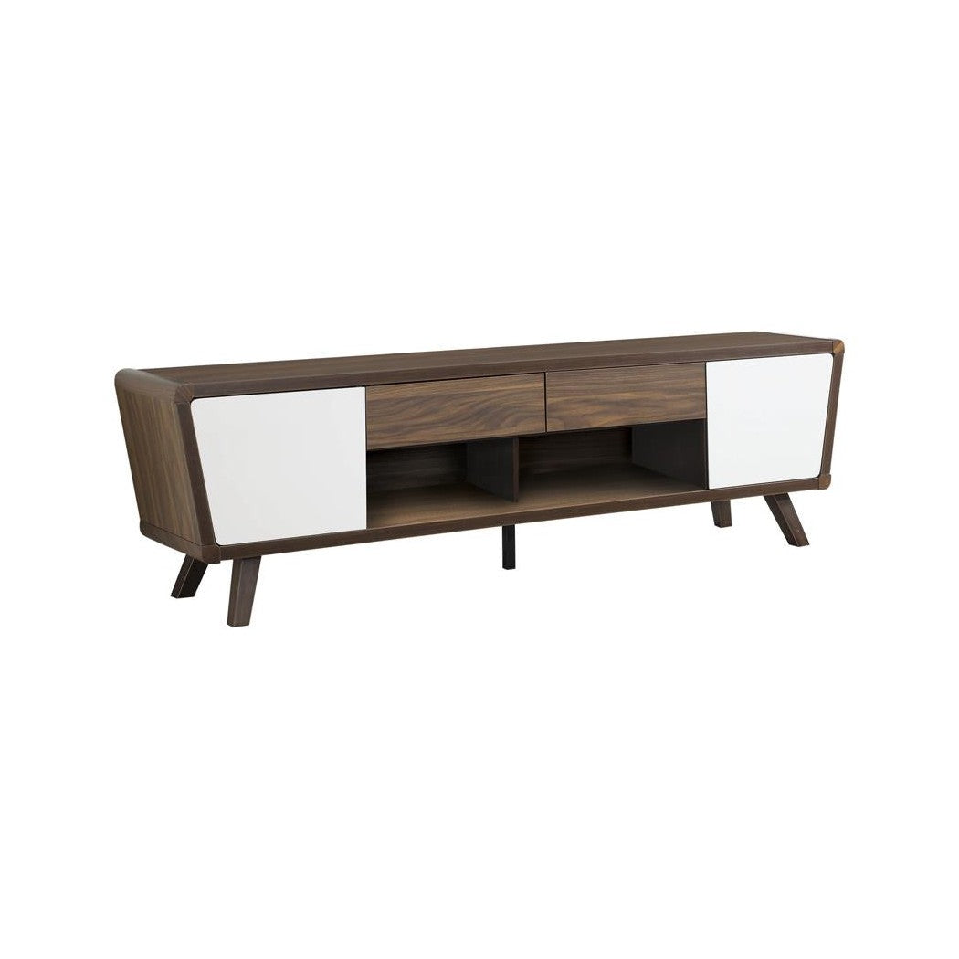 Alvin 2-drawer TV Console Dark Walnut and Glossy White 700793