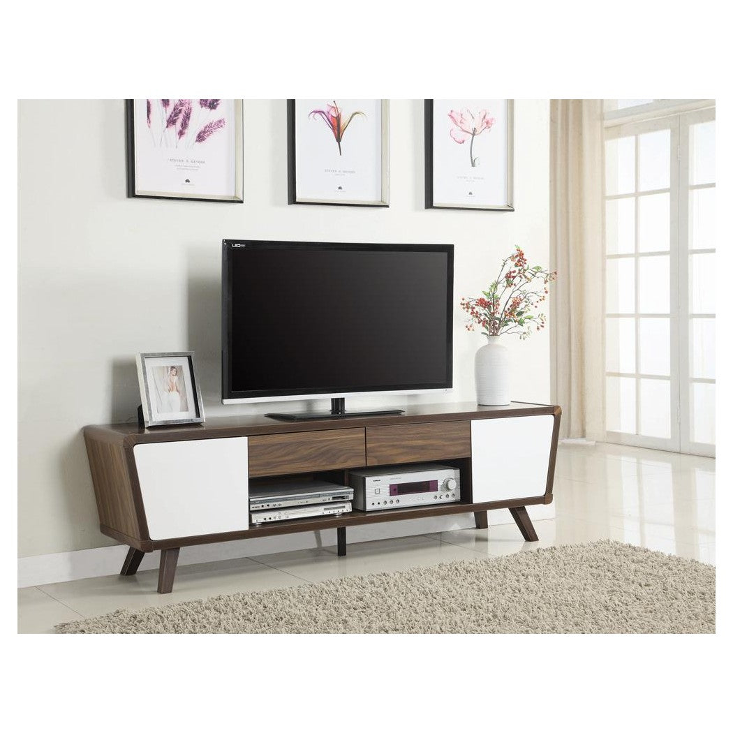 Alvin 2-drawer TV Console Dark Walnut and Glossy White 700793