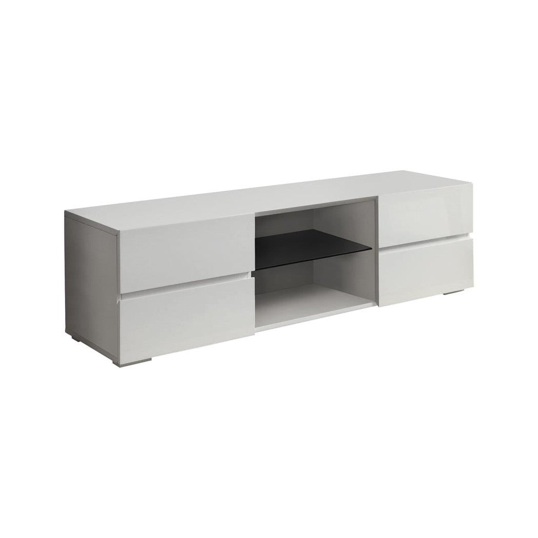Galvin 4-drawer TV Console Glossy White 700825