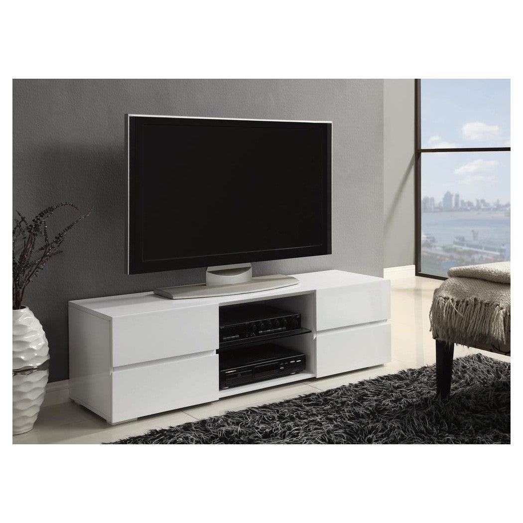 Galvin 4-drawer TV Console Glossy White 700825