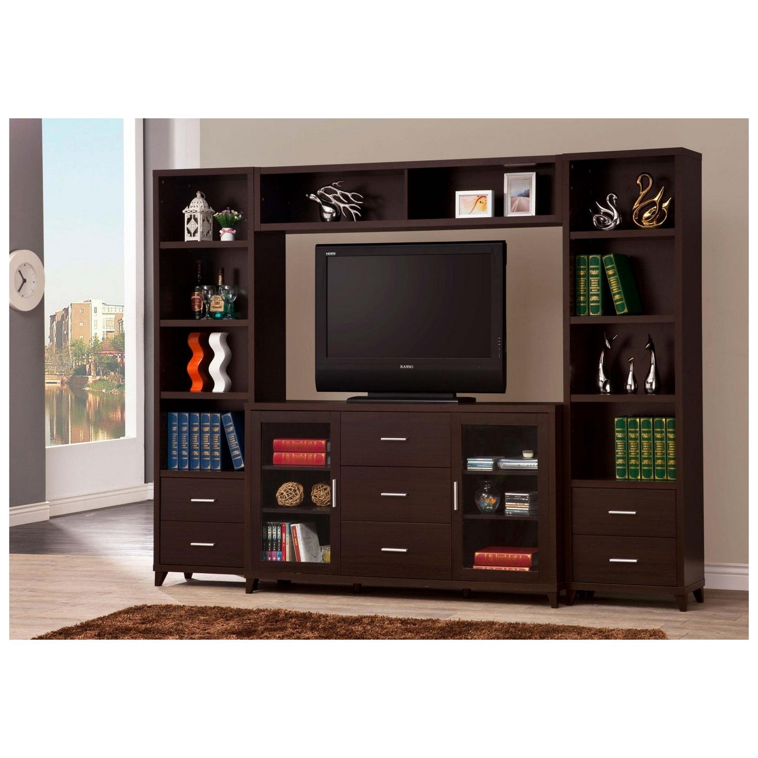 Lewes 4-piece Entertainment Center Cappuccino 700881-S4