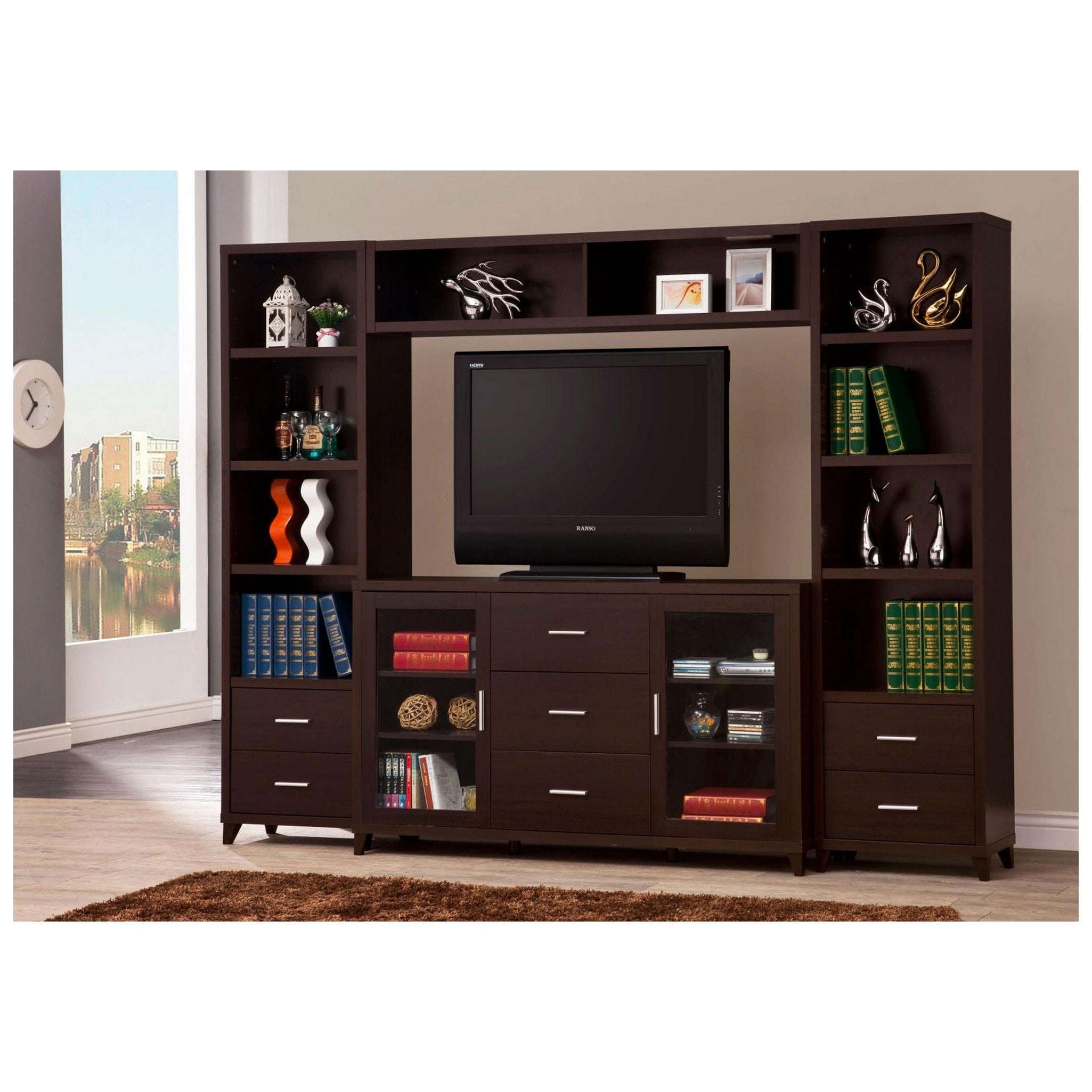 Lewes 4-piece Entertainment Center Cappuccino 700881-S4