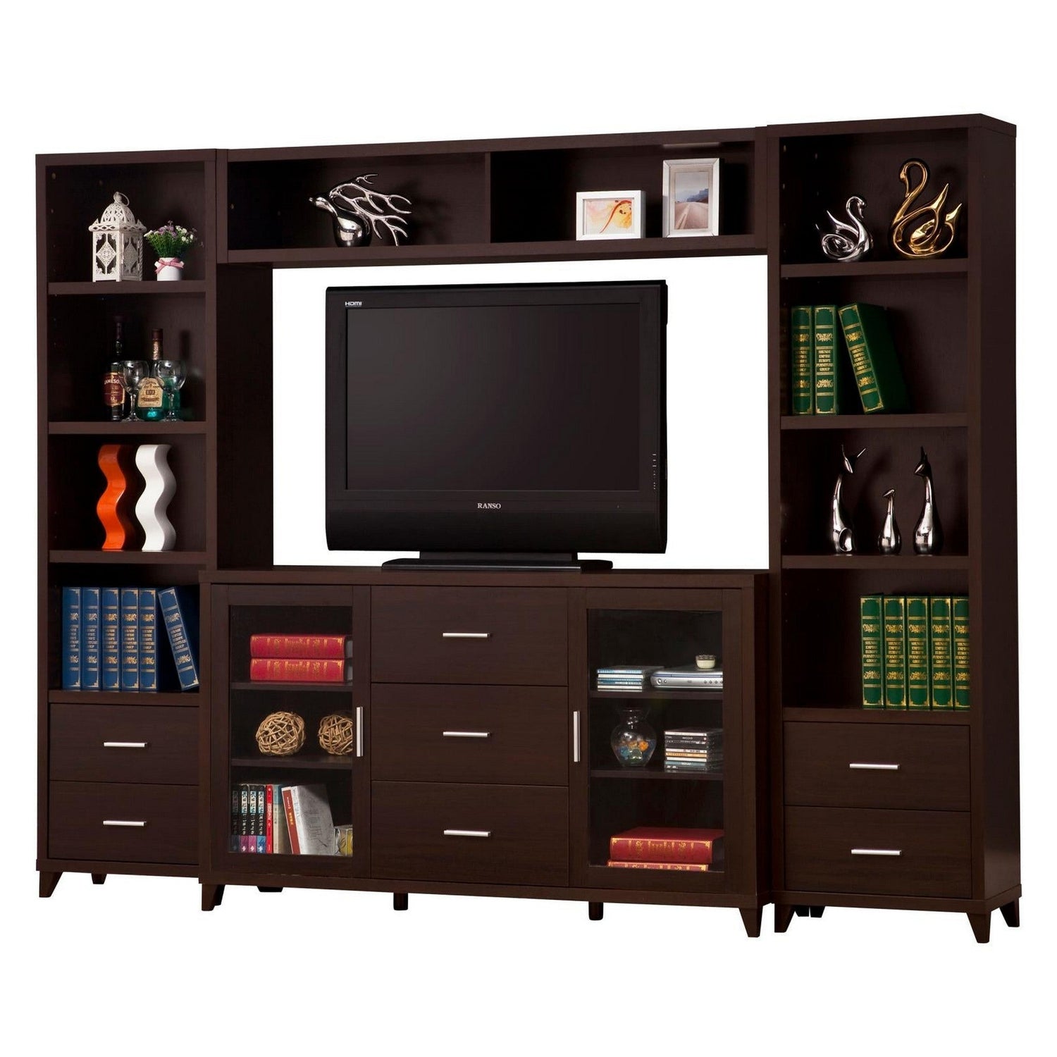 Lewes 4-piece Entertainment Center Cappuccino 700881-S4