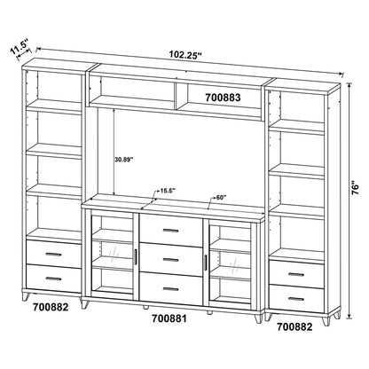 Lewes 4-piece Entertainment Center Cappuccino 700881-S4