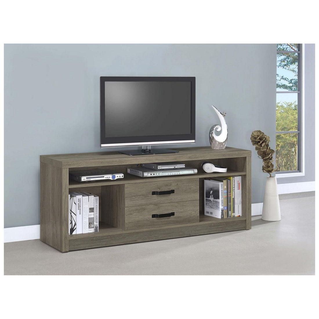 Burke 2-drawer TV Console Grey Driftwood 701024
