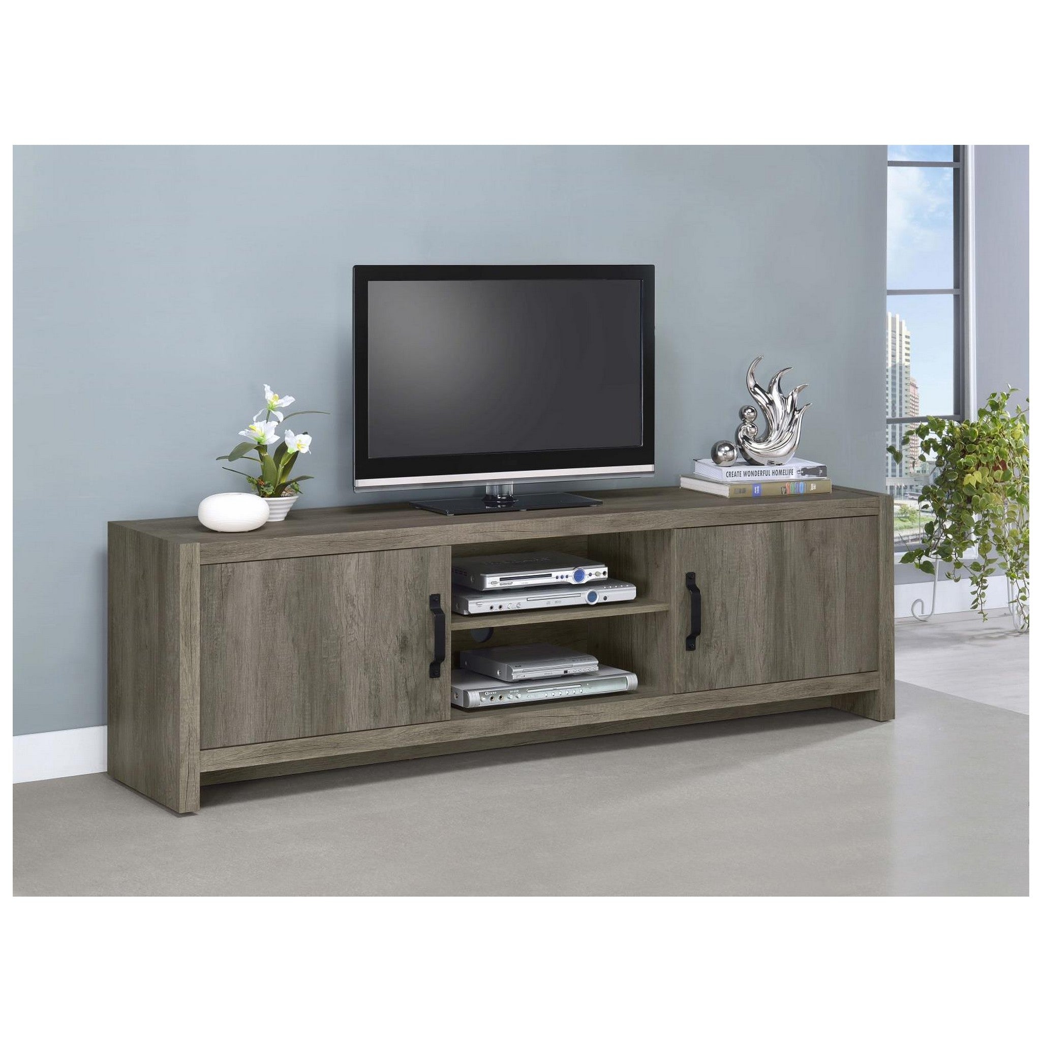 Hays 2-door TV Console Grey Driftwood 701025