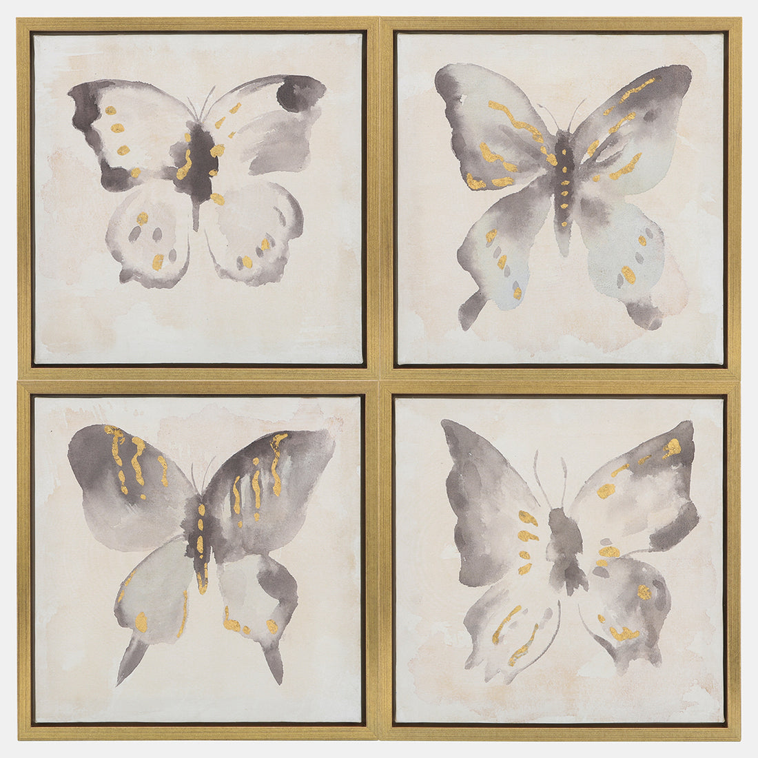 Sagebrook Home S/4 18x18 Handpainted Oil Canvas Butterflies, Mult