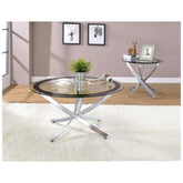 Brooke Glass Top End Table Chrome and Black 702587