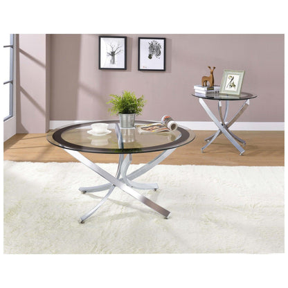 Brooke Glass Top End Table Chrome and Black 702587