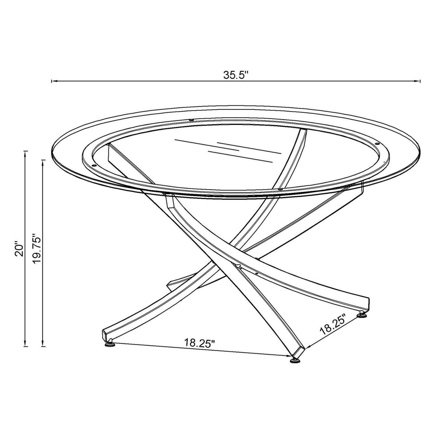 Brooke Glass Top Coffee Table Chrome and Black 702588