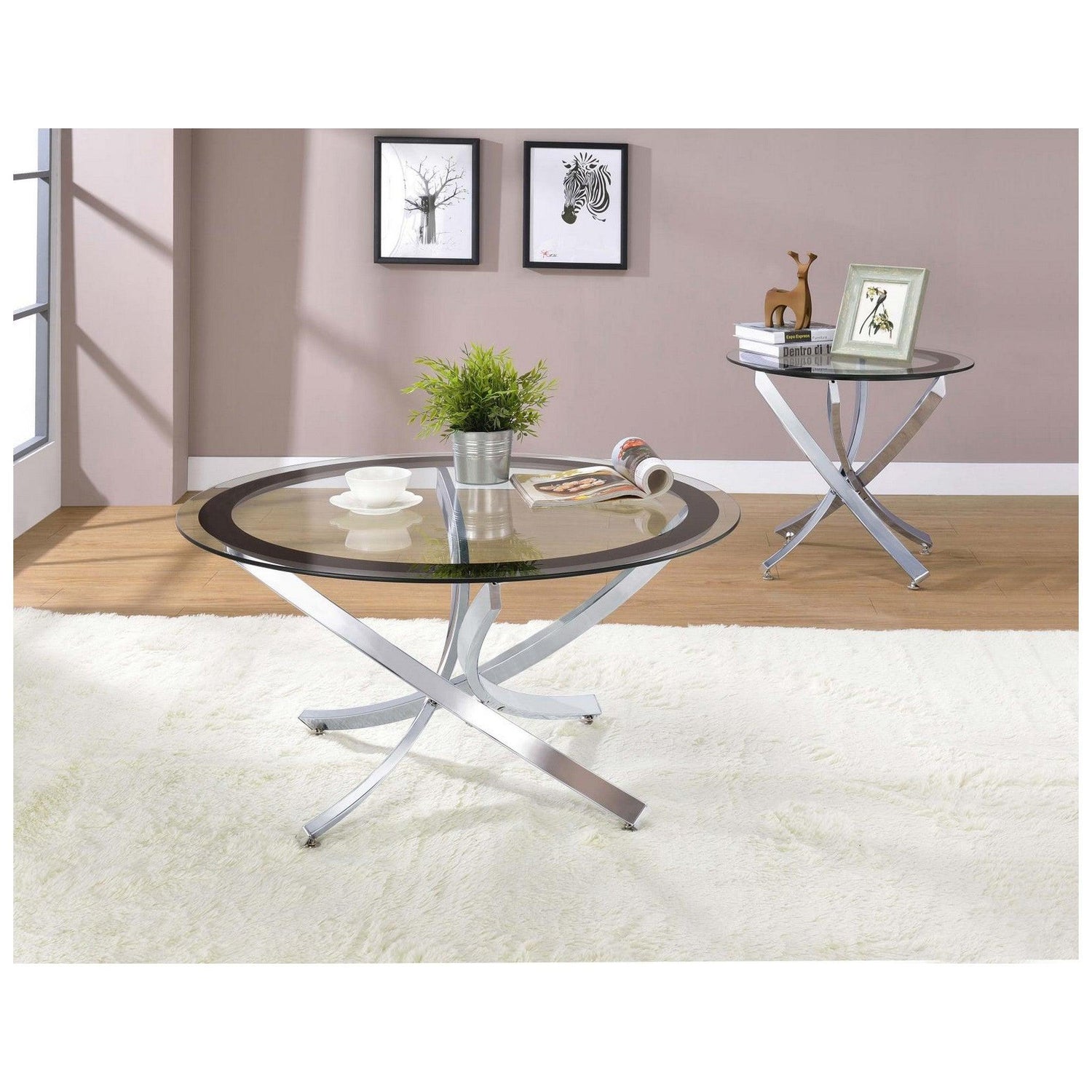 Brooke Glass Top Coffee Table Chrome and Black 702588