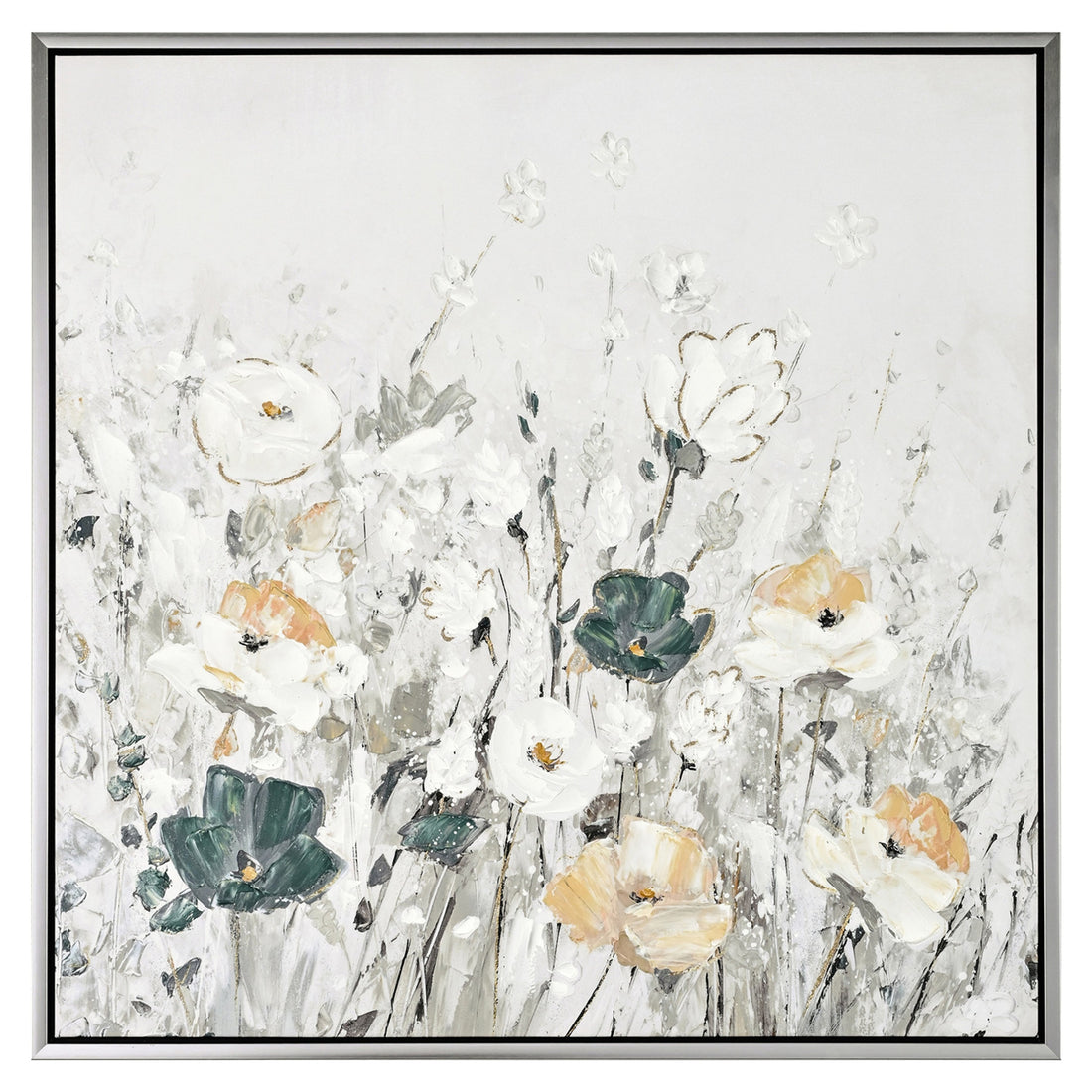 Sagebrook Home 40x40 Framed Handpainted  Floral, Multi