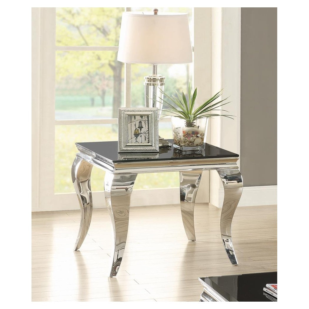 Luna Square End Table Chrome and Black 705017