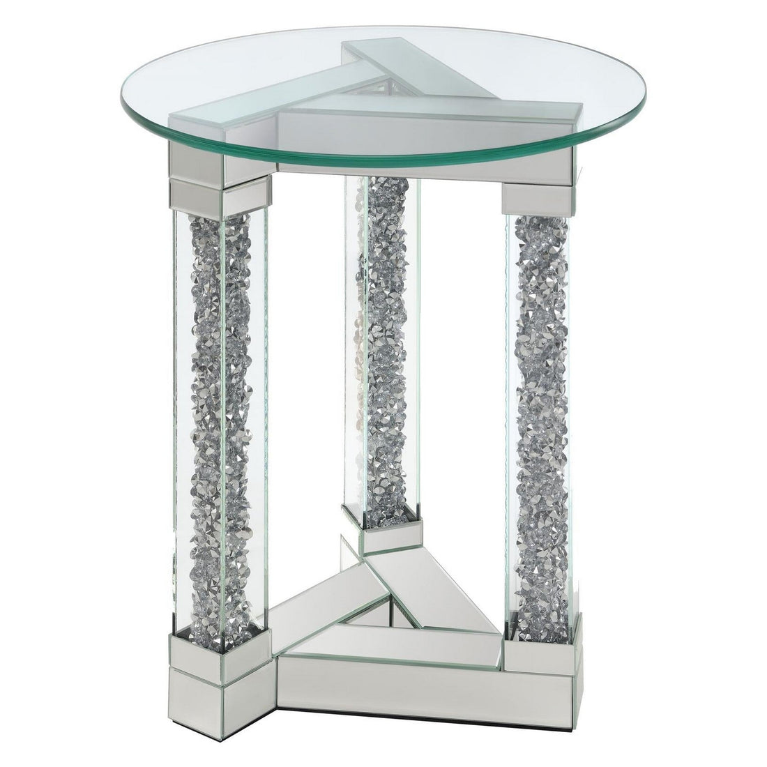 Octave Square Post Legs Round End Table Mirror 708427