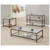 Trini End Table with Glass Shelf Black Nickel 720227