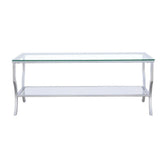 Saide Rectangular Coffee Table with Mirrored Shelf Chrome 720338