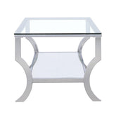 Saide Rectangular Coffee Table with Mirrored Shelf Chrome 720338