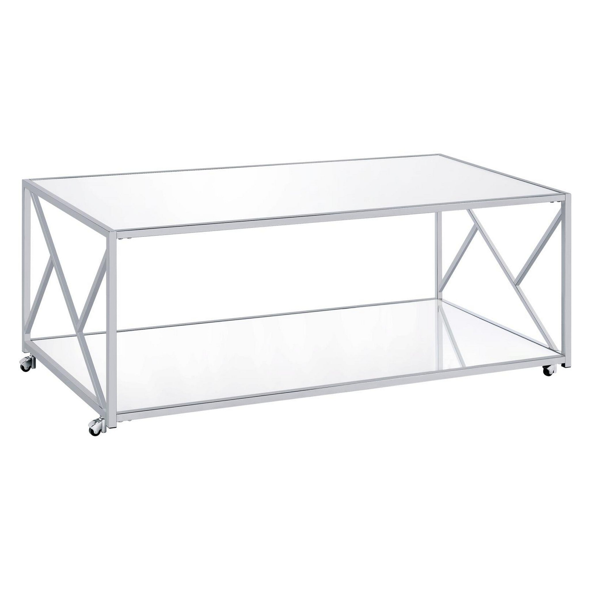 Provins 3-piece Occasional Table Set Clear Mirror and Chrome 720794