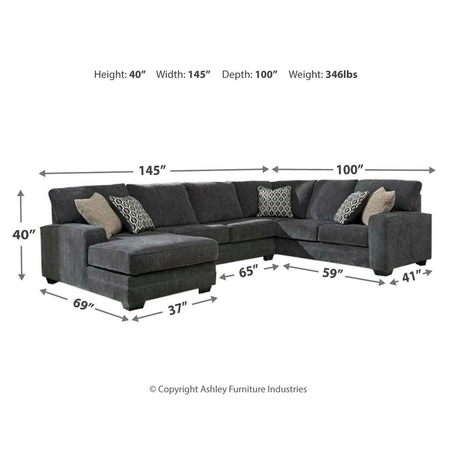 Tracling 3-Piece Sectional with Chaise Ash-72600S1