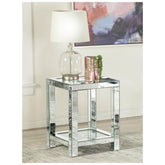 Valentina Square End Table with Glass Top Mirror 736217