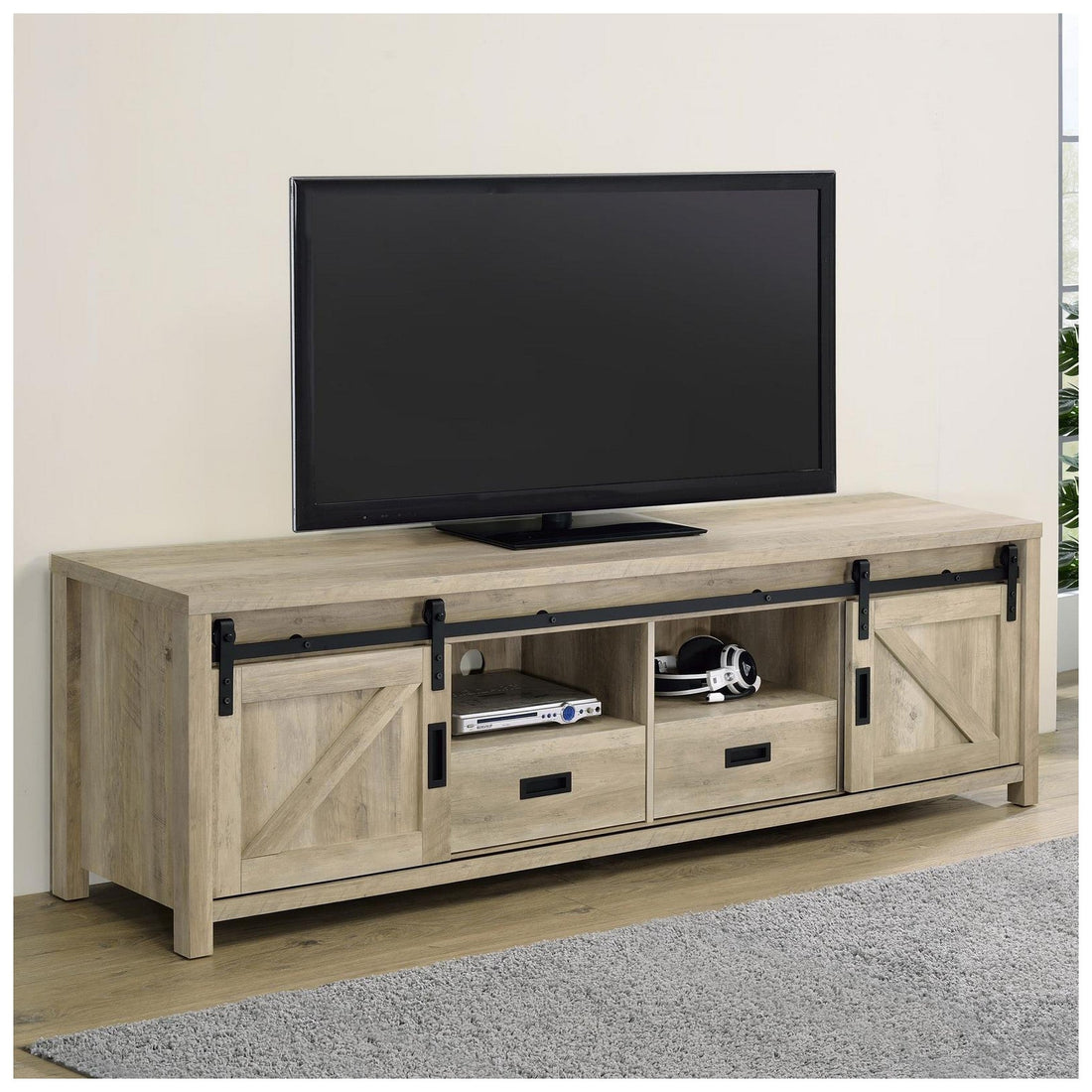 Madra Rectangular TV Console with 2 Sliding Doors 736263