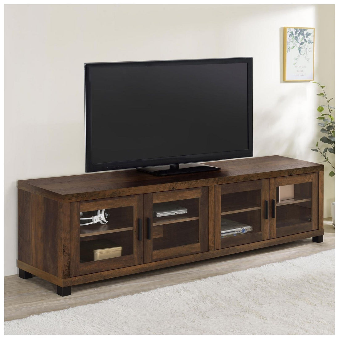 Sachin Rectangular TV Console with Glass Doors 736293