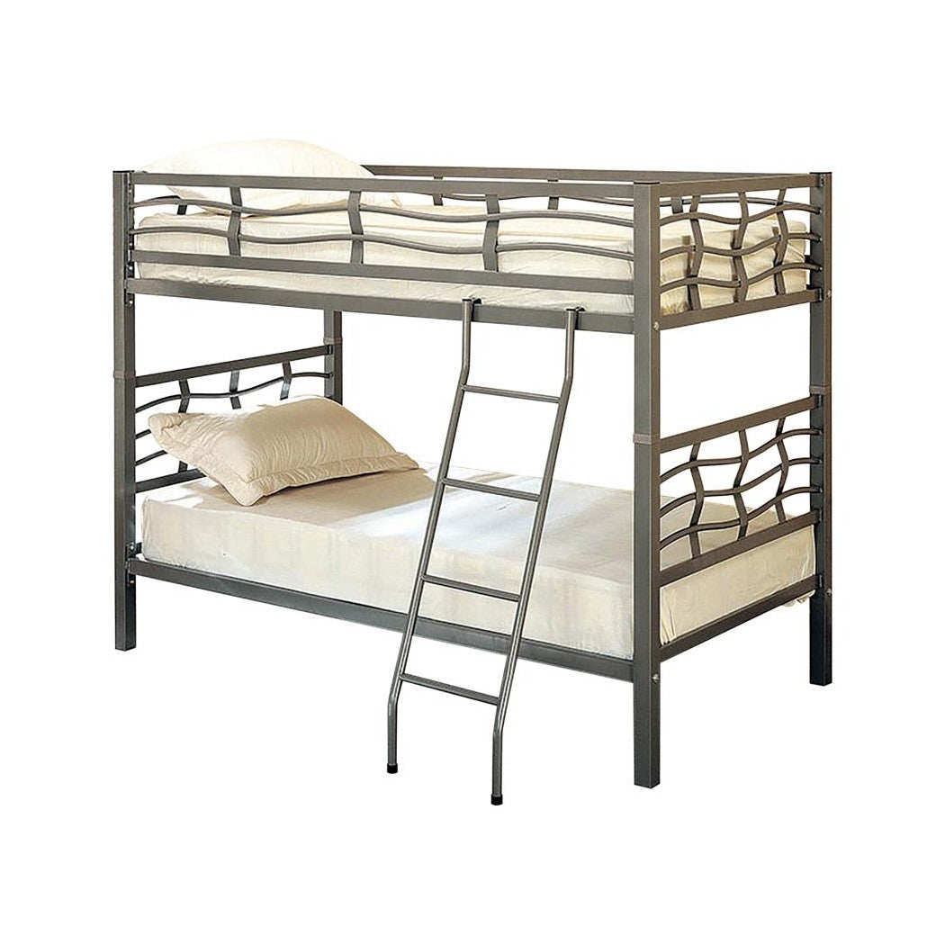 Fairfax Twin over Twin Bunk Bed with Ladder Light Gunmetal 7395