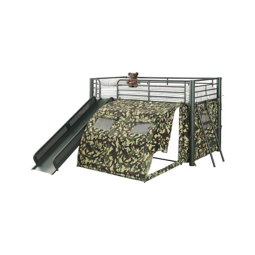 Camouflage Tent Lofted Bed with Lower Playspace Army Green 7470