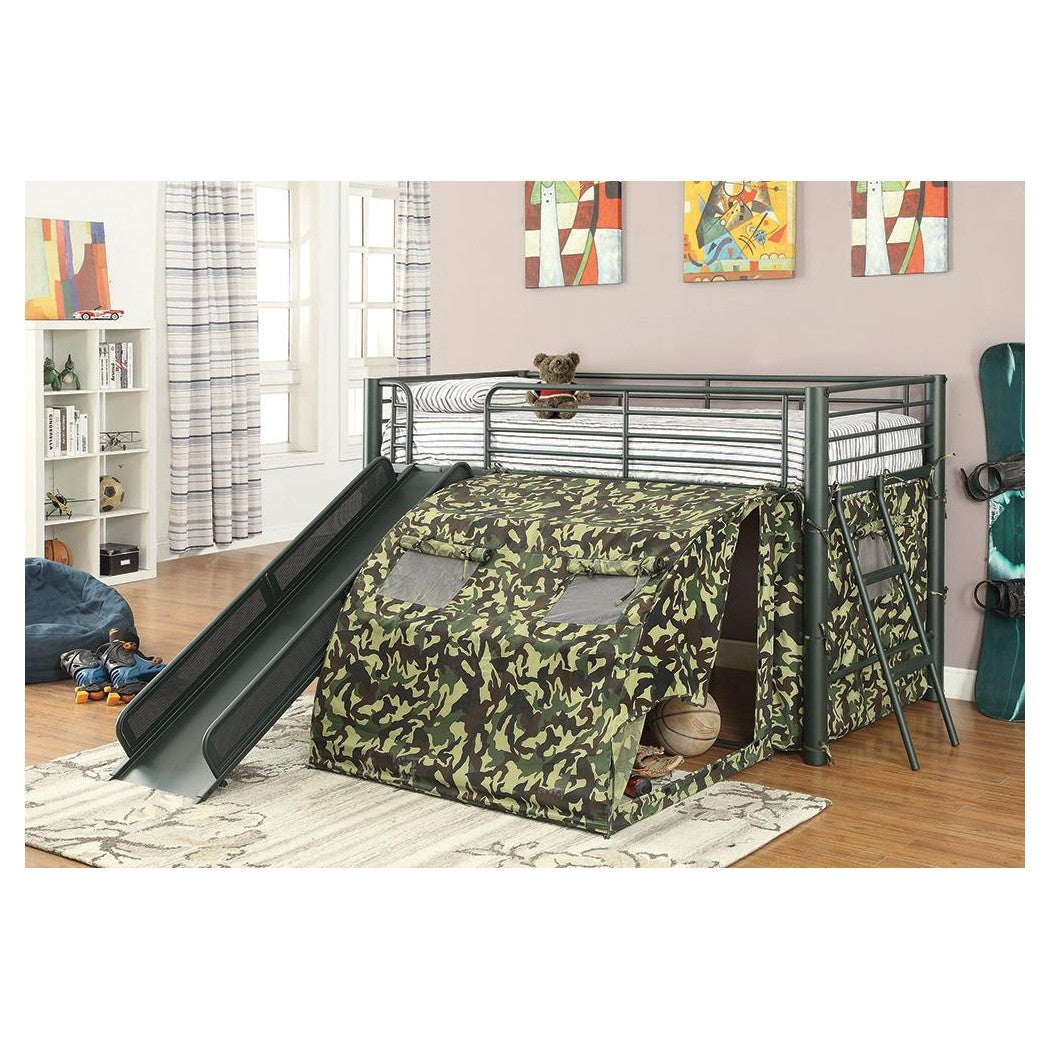 Camouflage Tent Lofted Bed with Lower Playspace Army Green 7470