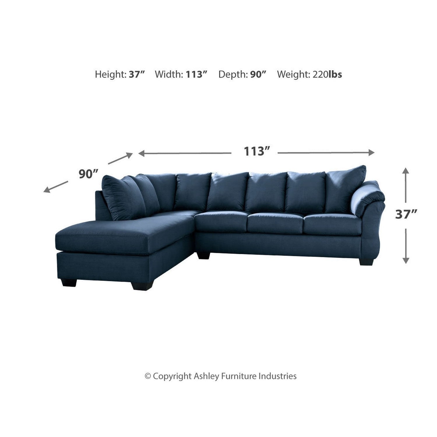 Darcy 2-Piece Sectional with Ottoman Ash-75007U6