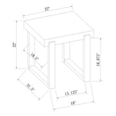Pala Rectangular End Table with Sled Base White High Gloss and Natural 753397