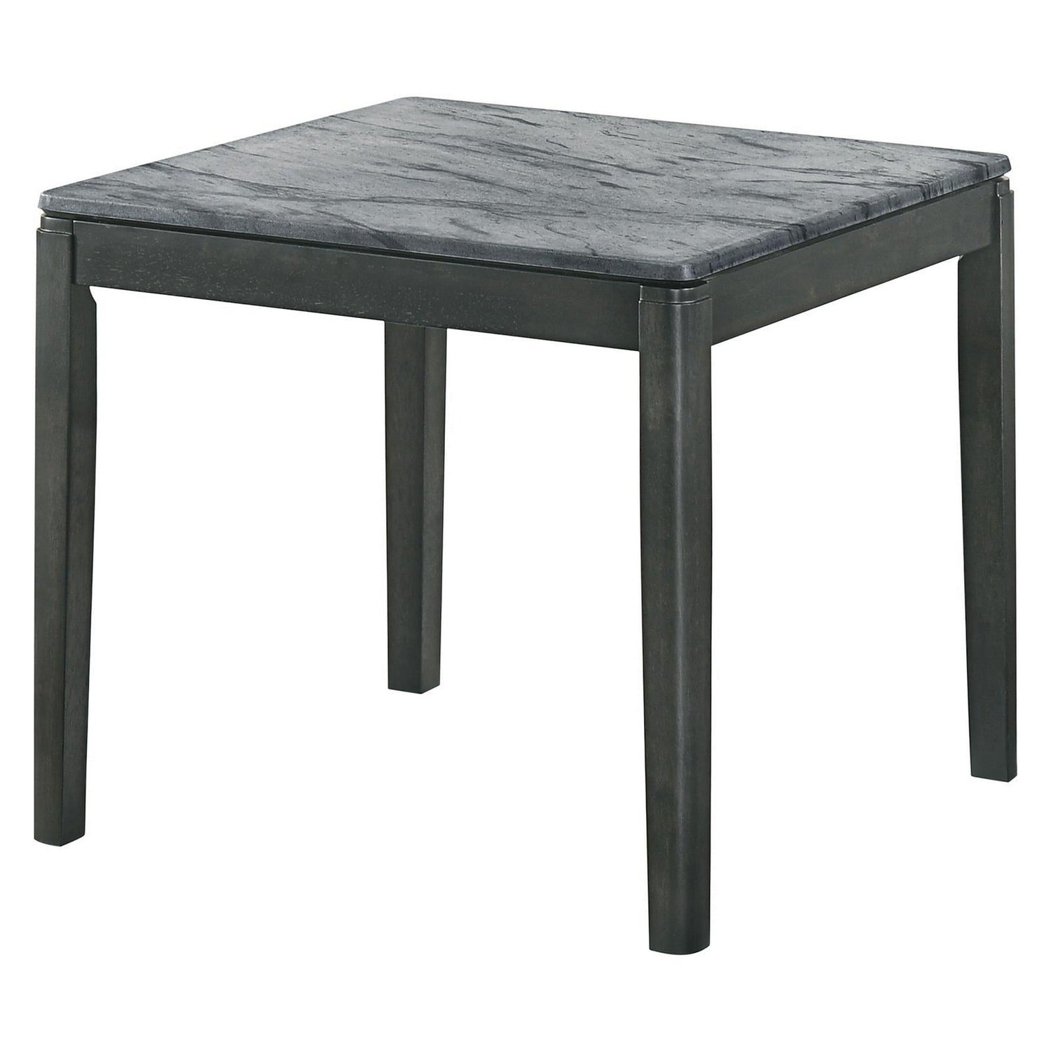 Square End Table Faux Grey Marble and Black 753517