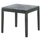 Square End Table Faux Grey Marble and Black 753517