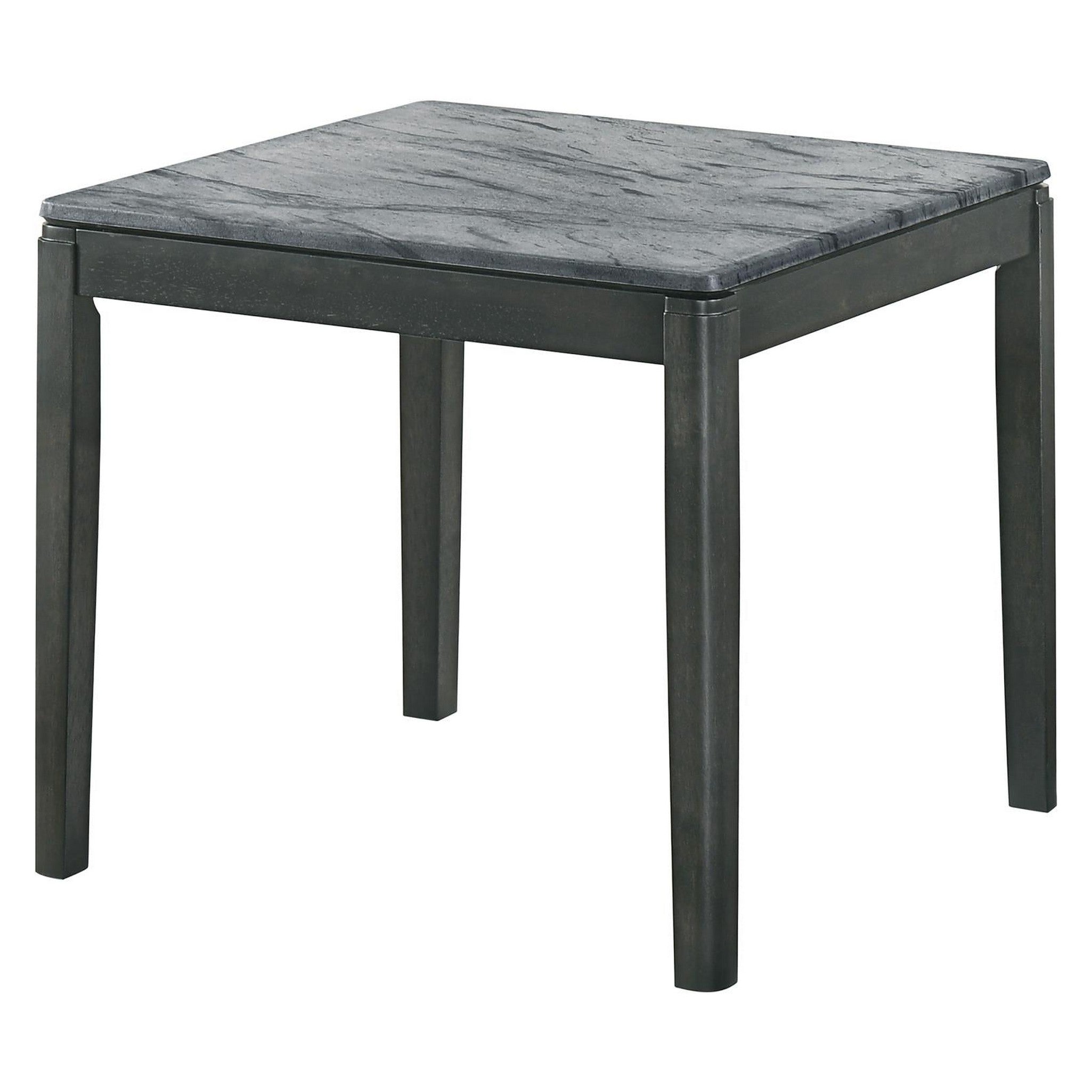 Square End Table Faux Grey Marble and Black 753517