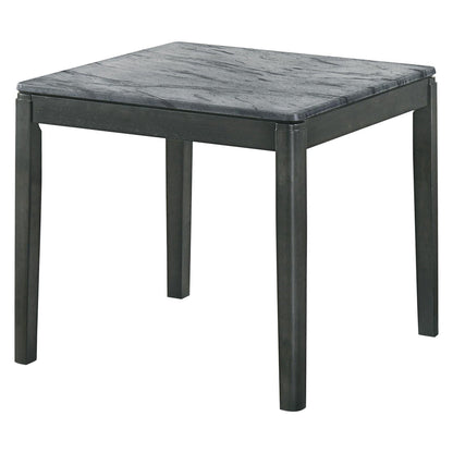 Square End Table Faux Grey Marble and Black 753517