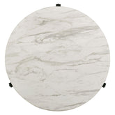 Tandi Round Coffee Table Faux White Marble and Black 753538