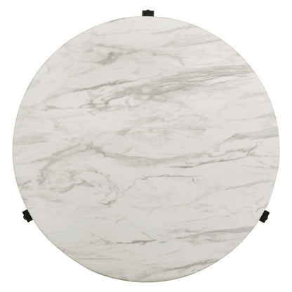 Tandi Round Coffee Table Faux White Marble and Black 753538