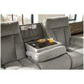 Mitchiner Reclining Sofa with Drop Down Table Ash-7620489