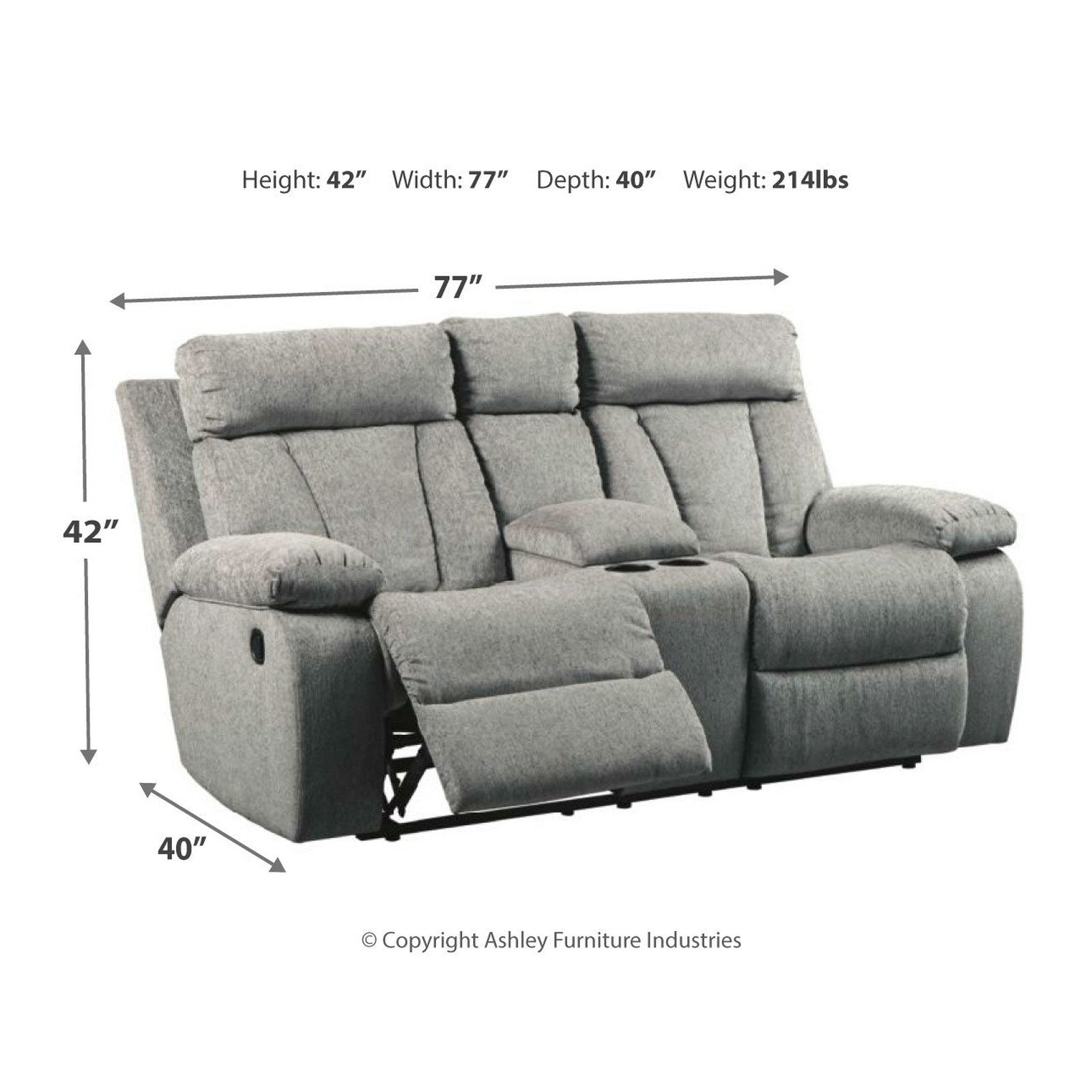 Mitchiner Reclining Loveseat with Console Ash-7620494