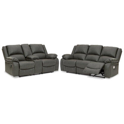 Calderwell Power Reclining Sofa and Manual Reclining Loveseat Ash-77103U2