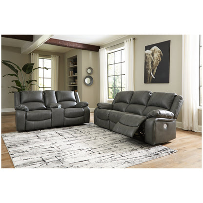 Calderwell Power Reclining Sofa and Manual Reclining Loveseat Ash-77103U2