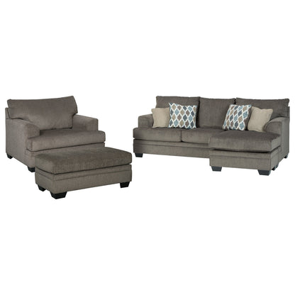 Dorsten Sofa Chaise with Chair and Ottoman Ash-77204U6