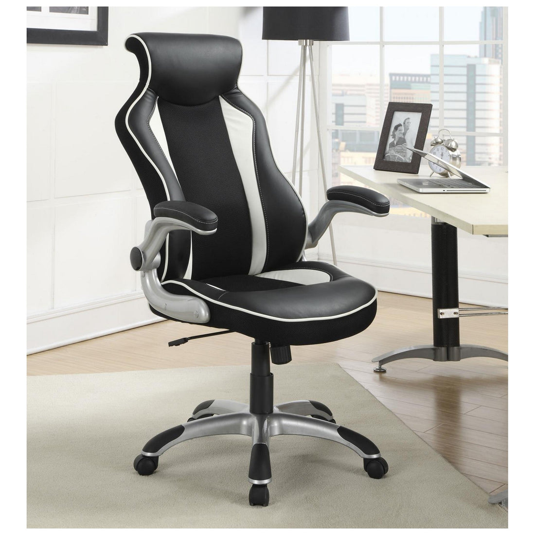 Dustin Adjustable Height Office Chair Black and Silver 800048