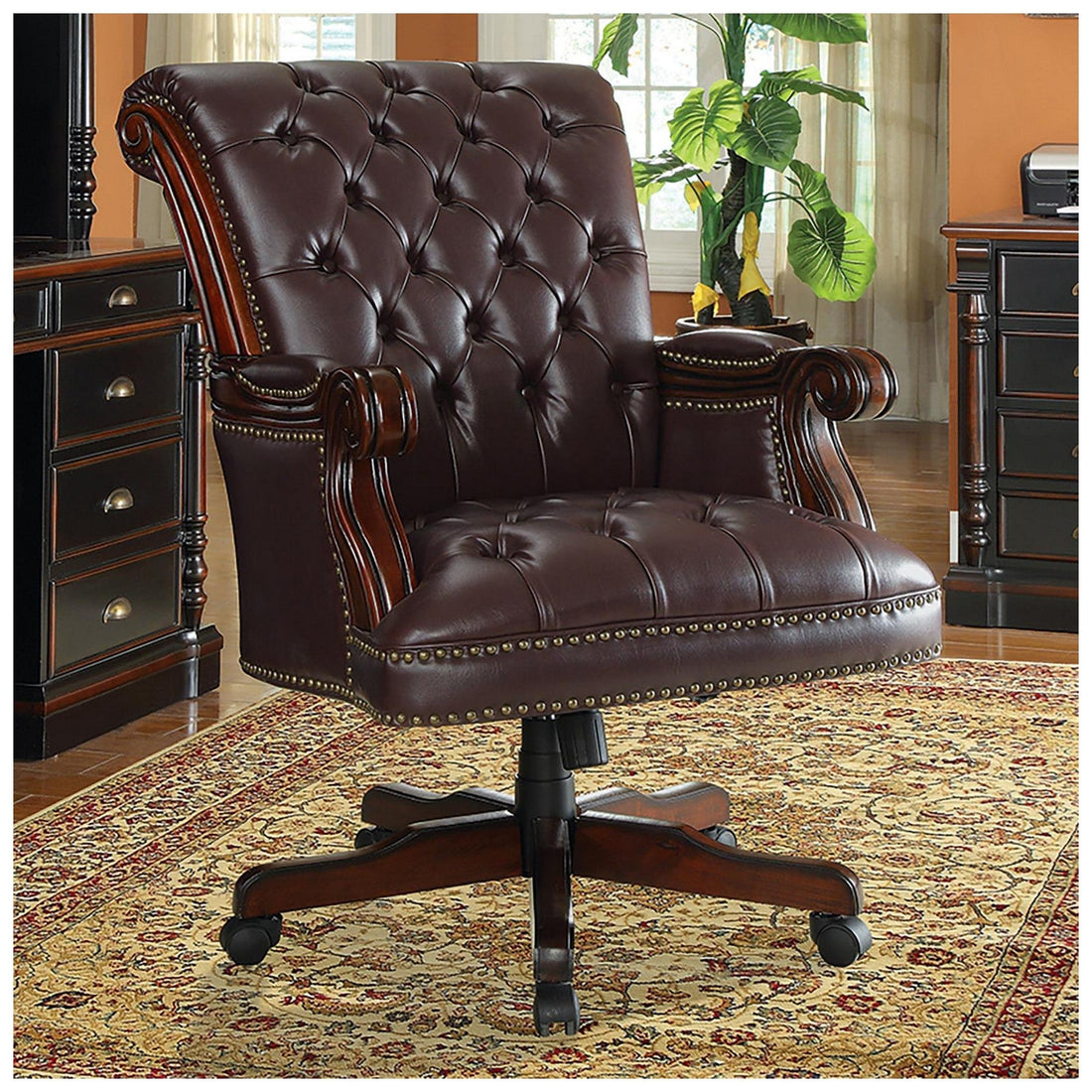 Calloway Tufted Adjustable Height Office Chair Dark Brown 800142